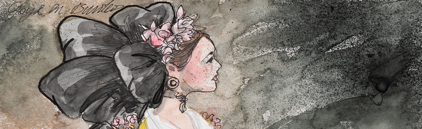 [Diseños para la película Goya en Burdeos]. [Vestuario escénico femenino] .Cabecera