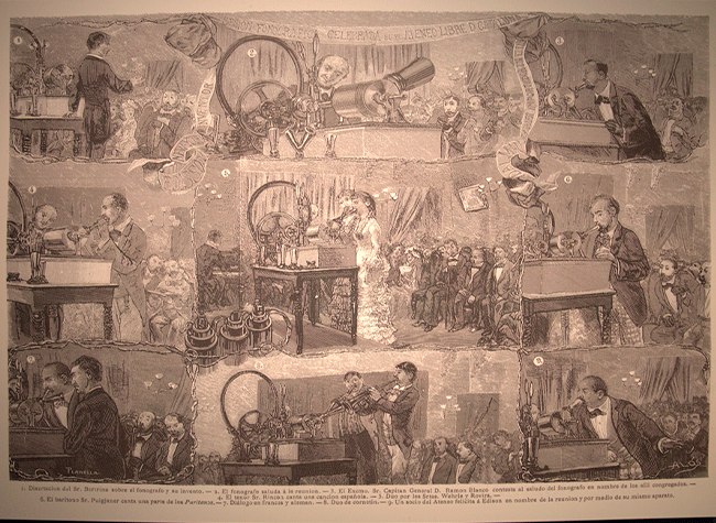 Montaje de la exposición Máquinas parlantes. El arte de atrapar el sonido