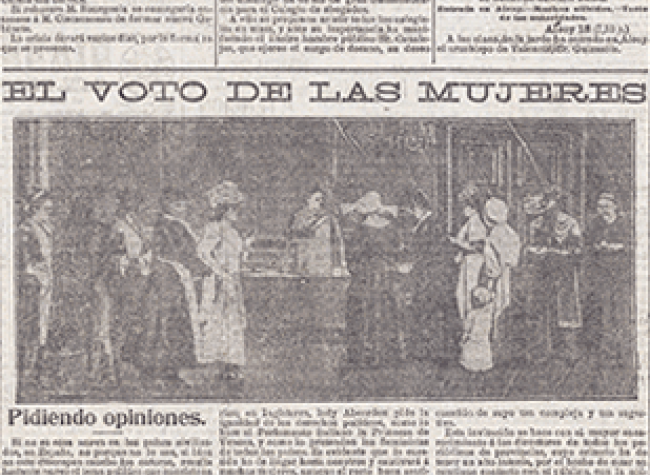 Carmen de Burgos. «El voto de las mujeres. Pidiendo opiniones», Heraldo de Madrid, 19-X-1906. Biblioteca Nacional de España